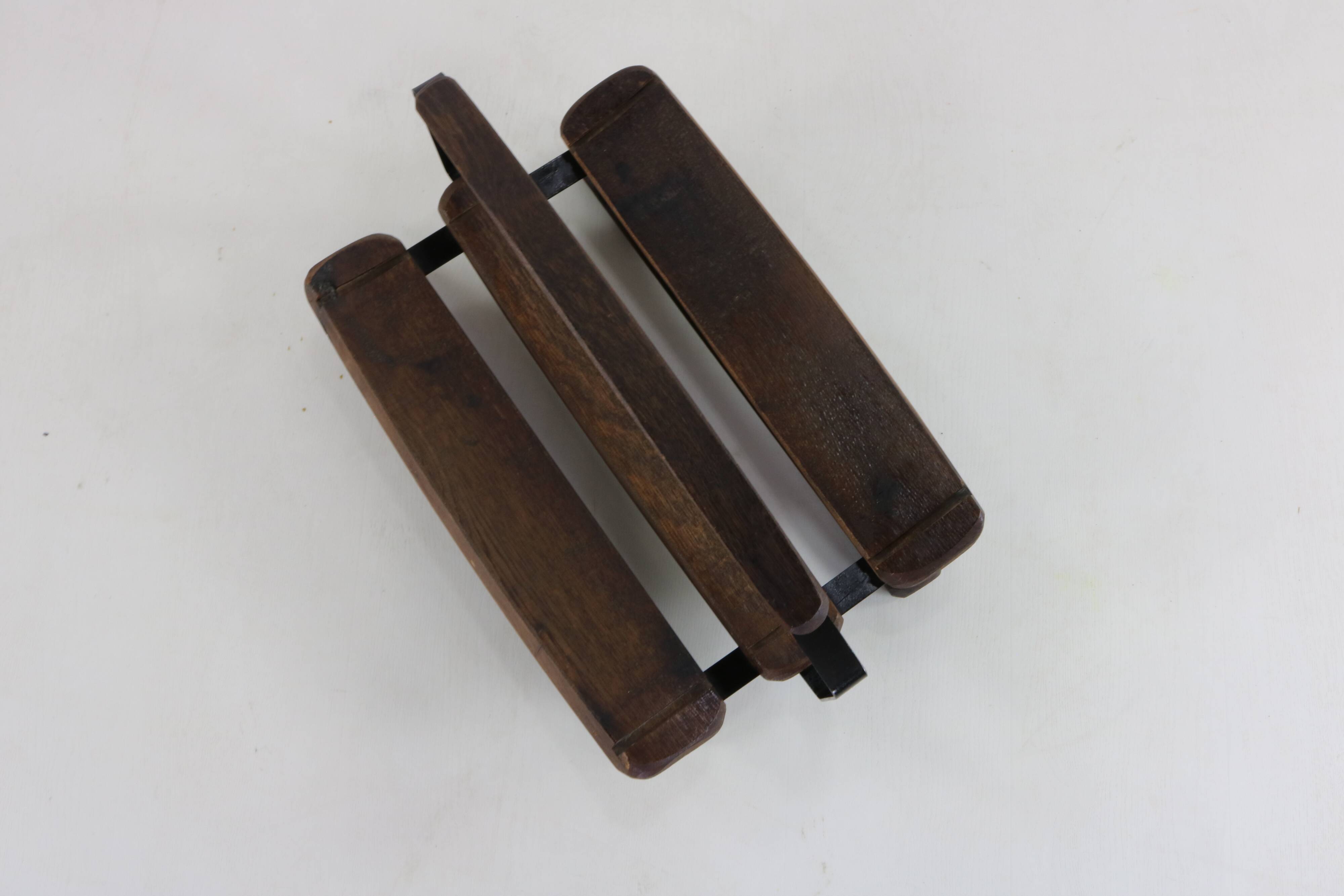 Seventies brutalist design wood basket