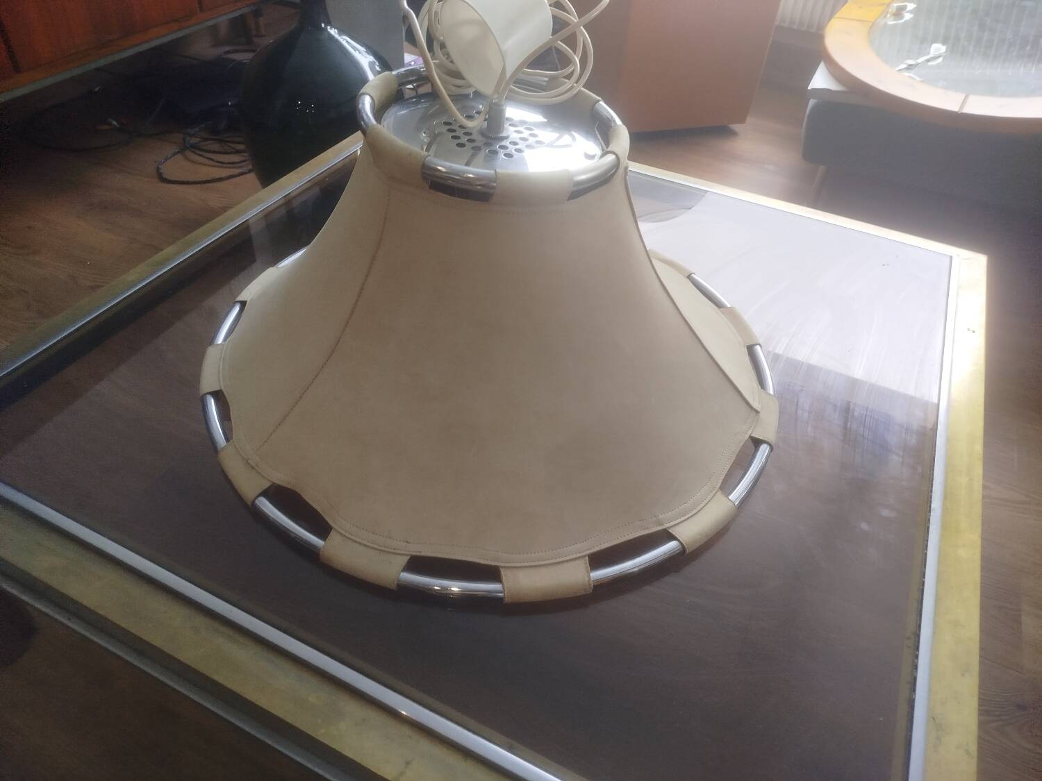 Scandinavian leather pendant light – Anna Ehrner for Ateljé Lyktan – vinta