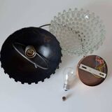 1/4 Vintage glass pendant light / brutalist copper bar lamps  MCM 1970s