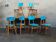Set of 6 blue chairs TON (Thonet)