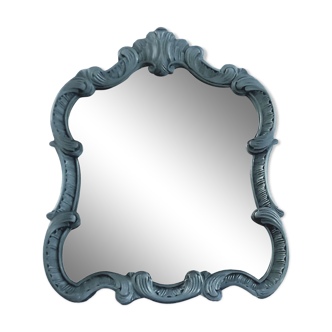 Baroque style mirror in cosmos blue metallic color