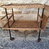 Rattan rolling table