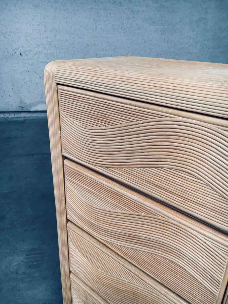 Vintage Rattan High Chest of Drawers, 1980s
