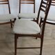 4 chaises teck tissus moiré gris blanc Scandinaves 1960 Danematk