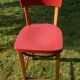 High bistro chair in natural and red wood