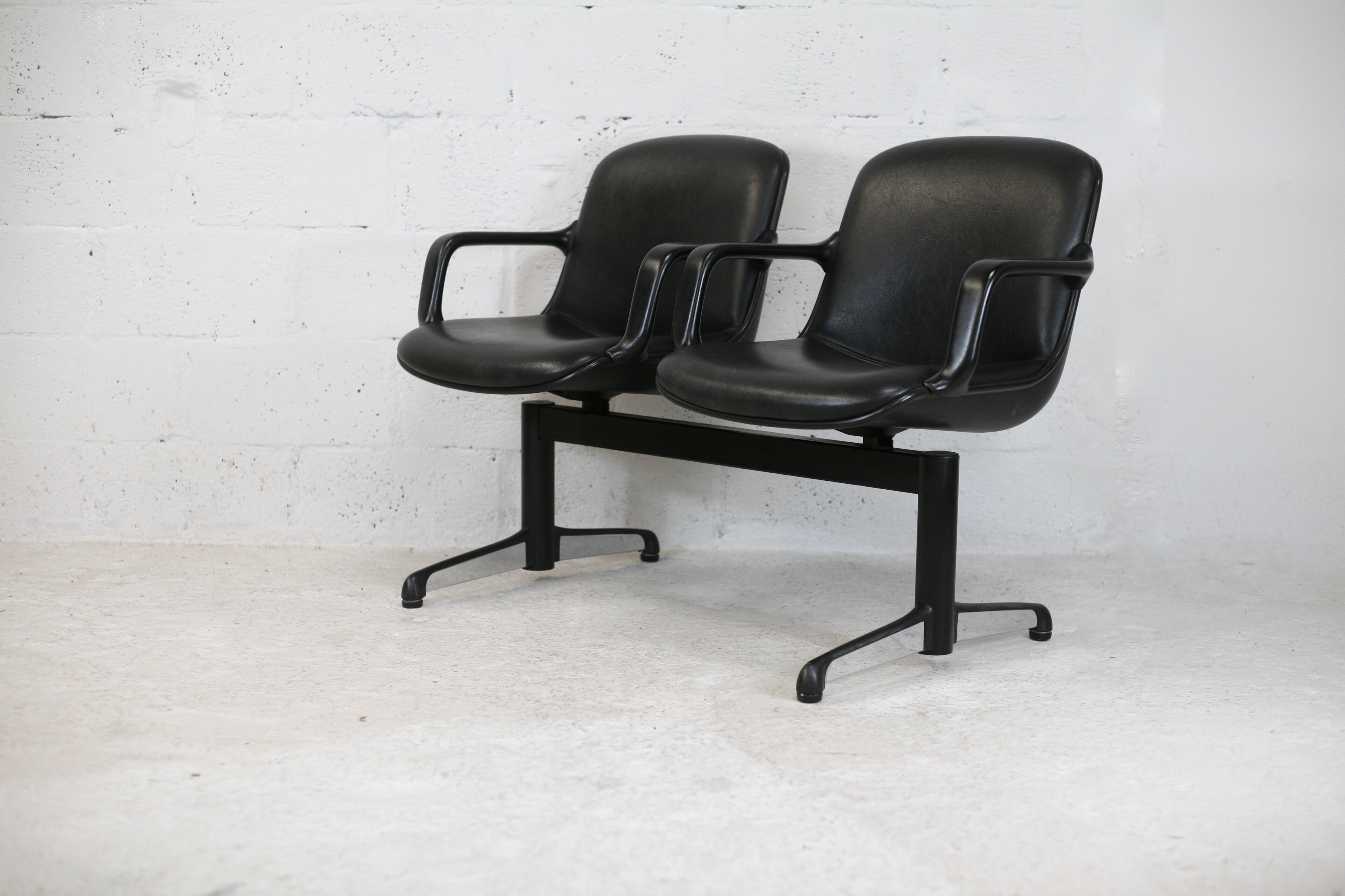 Bench imitation leather and steel, Italy, circa 1970