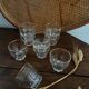 9 verres vintage au liseré doré .