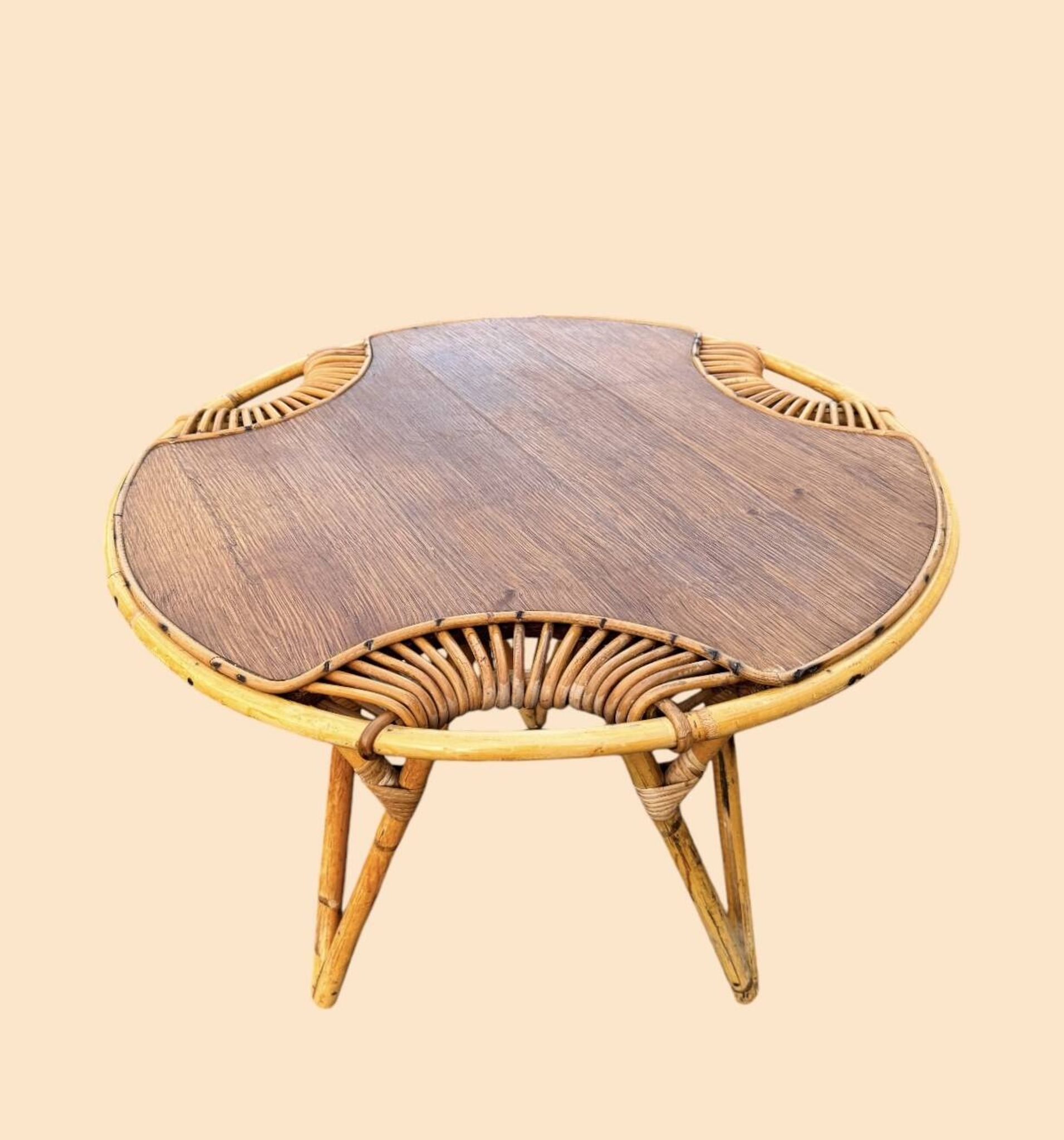 Janine Abraham Rattan Tripod Coffee Table