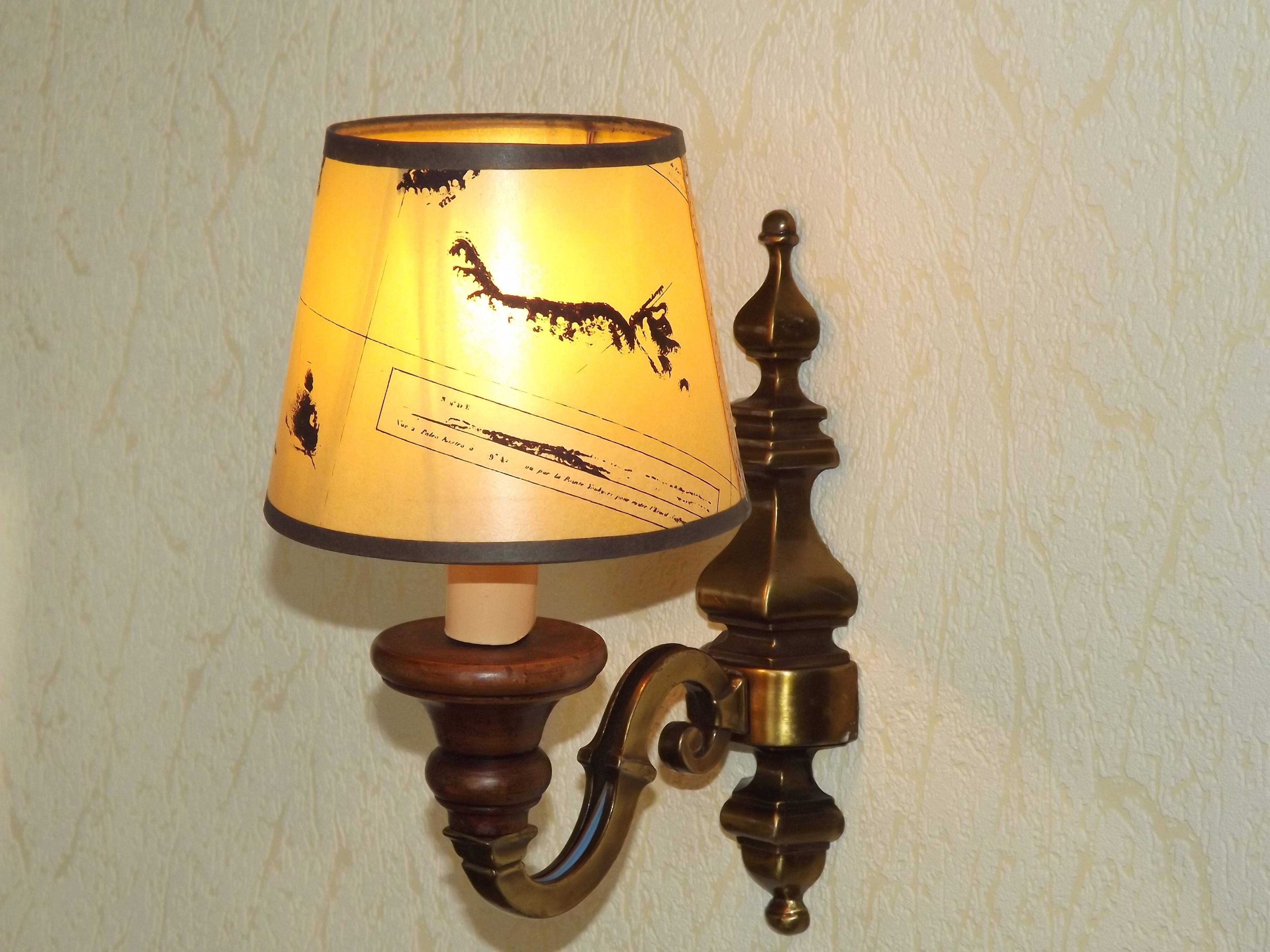 French Vintage Bronze Effect Metal Traditional Wall Light Card Shade 5169