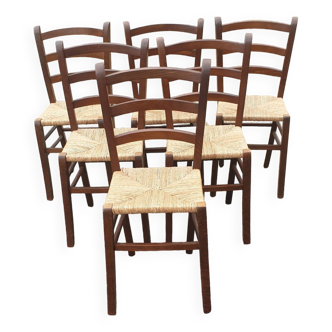 6 rustic Paillé chairs