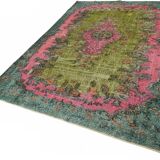 Overdyed Wool Vintage Handmade Carved Rug 169 cm x 288 cm
