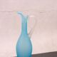 Elegant azure blue blown glass ewer vase