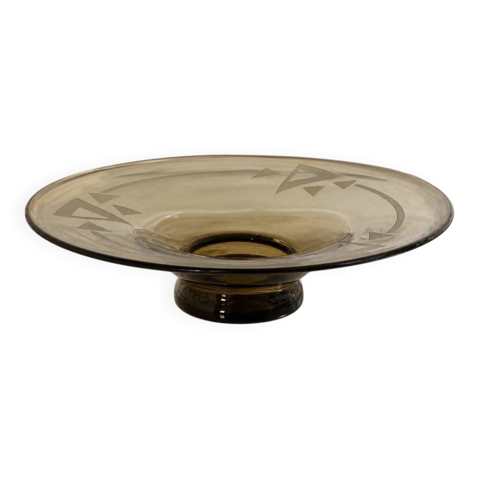 Large Art Deco smoked glass bowl