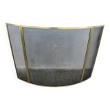 Brass fireplace screen, minimalist, curved, French work, 1970