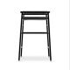 Batch of 3 Contemporary Counter Stools "Repose" Black Saddle Seat Black Coated Frame