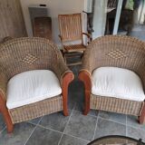 2 contemporary rattan armchairs
