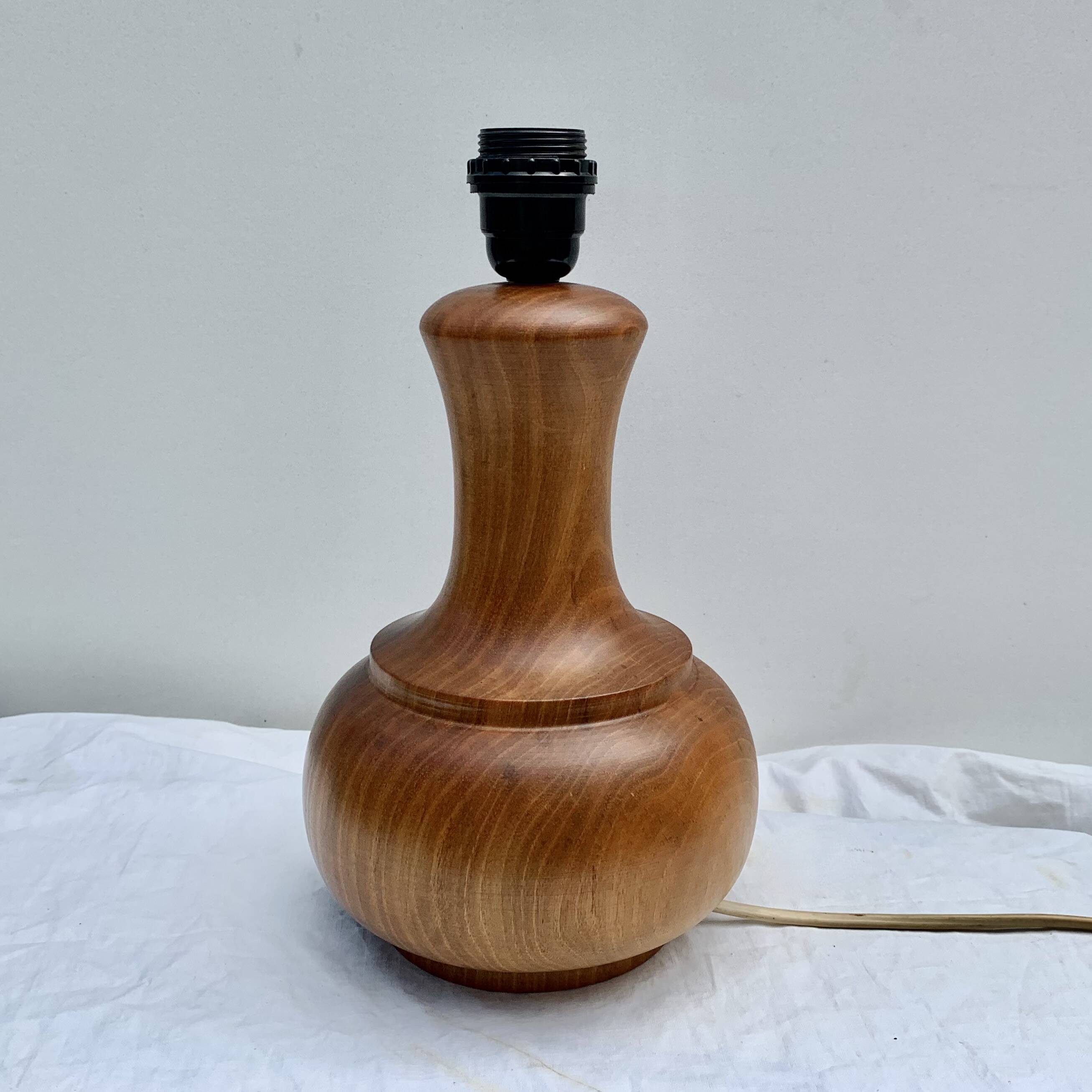 Vintage turned wood lamp base, 1970