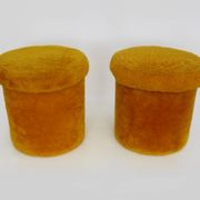 Pair of poufs, fur stools with storage inside, 1970s.