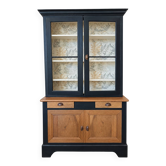 Buffet vitré, vaisselier, bibliothèque ancienne Noir et Bois naturel