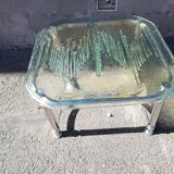 Chromium coffee table and glass slab