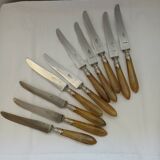 10 antique horn and steel knives