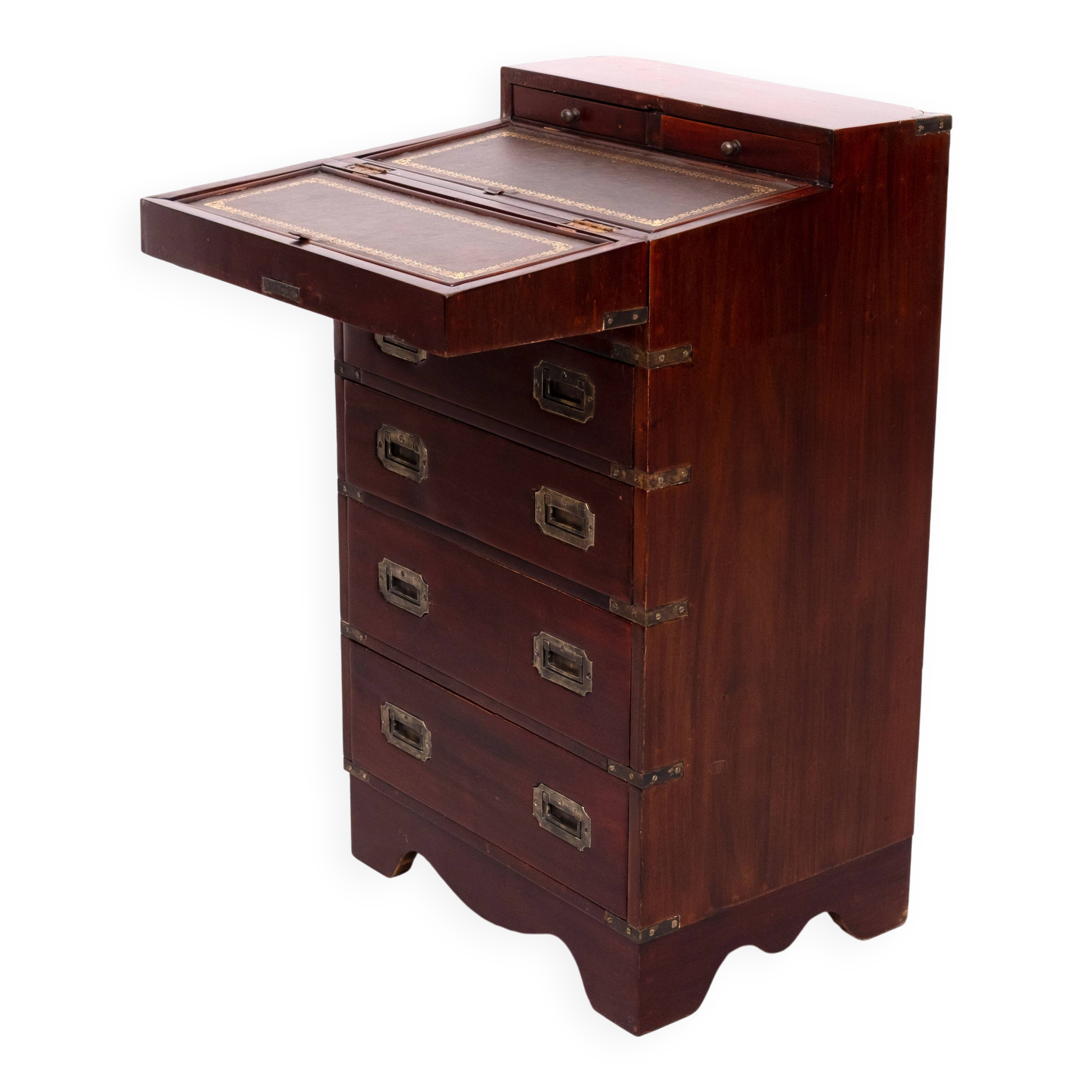 Bureau Davenport en acajou de style militaire. Angleterre