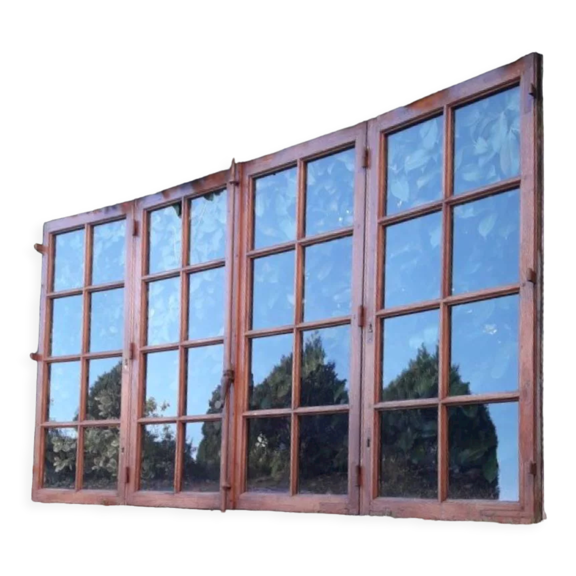 Glass window h141xl263 in oak 4 leaves