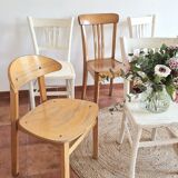 Set of 6 mismatched and patinated chairs