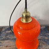 Vintage electrified orange suspension lamp with new