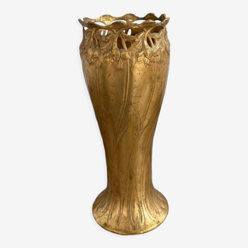 Vase Gallia, Art Nouveau, Orfèvrerie française Christofle, estampillé, décor 4780, doré