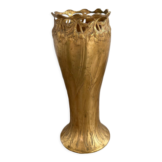 Antique, Gallia vase, Art Nouveau, French goldsmith Christofle, stamped, décor 4780, gilded