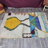Tapis berbère décoré tissé en laine fait main traditionnelle 250cmx150cm