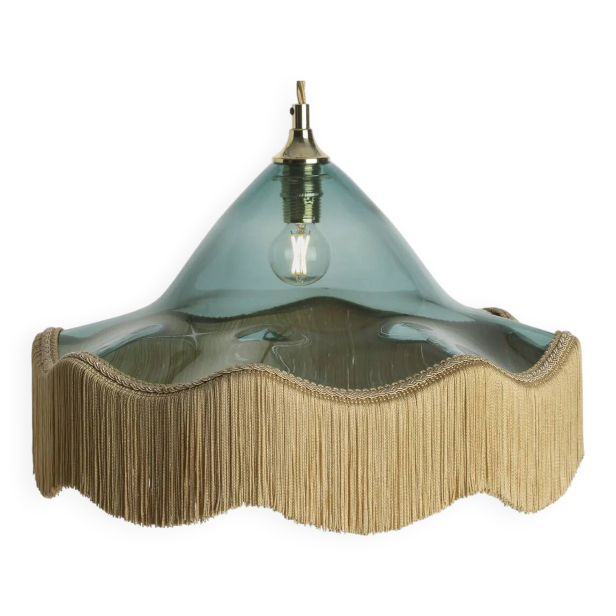 Fringed blown glass pendant