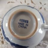 Set of 8 tea cups and sub-cups décor blue Asian landscape