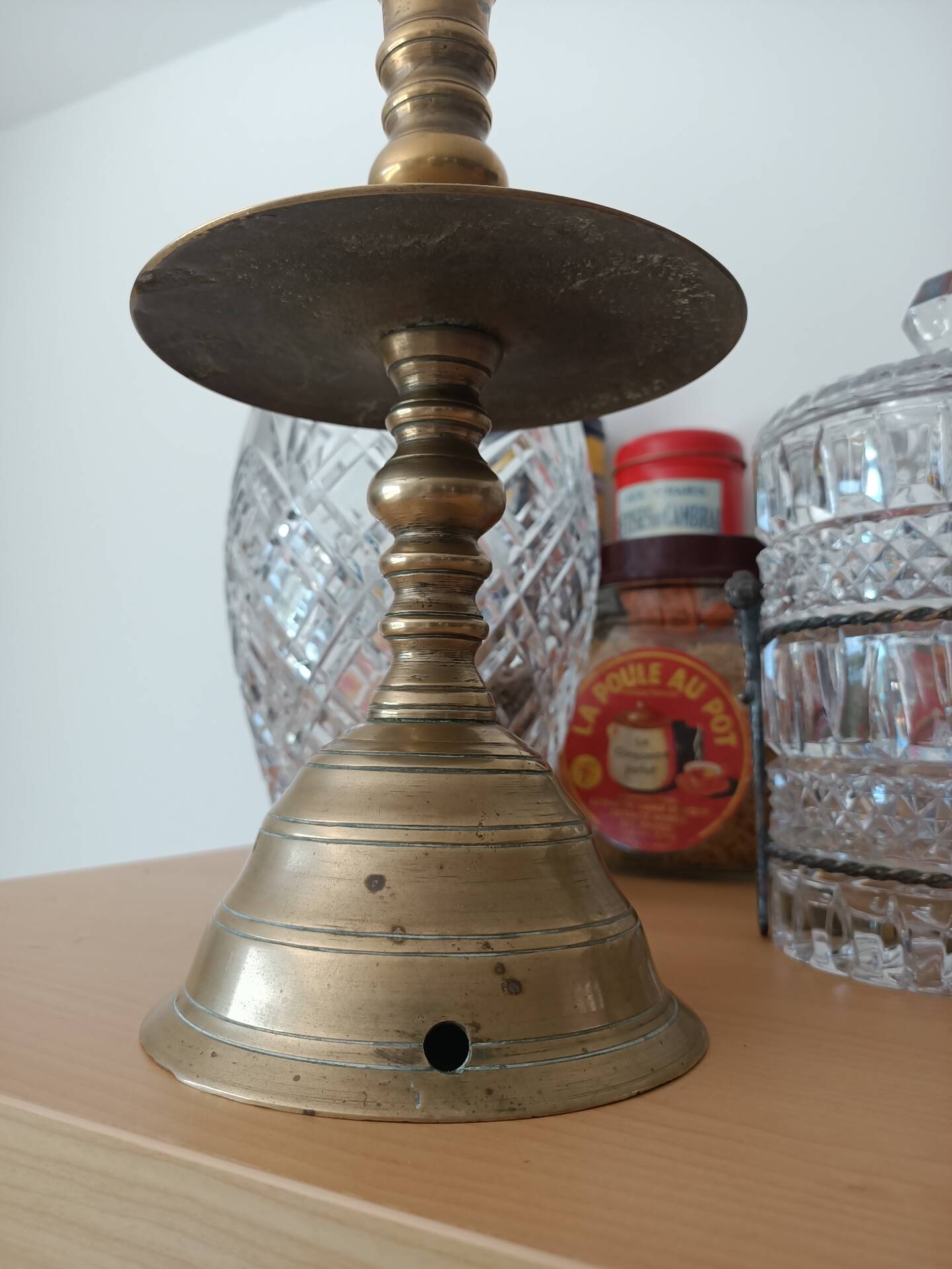 Bougeoir à disque en bronze