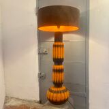 Ceramic floor lamp year 1960 two-tone lampshade