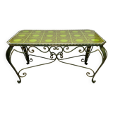 Ceramic and wrought iron coffee table