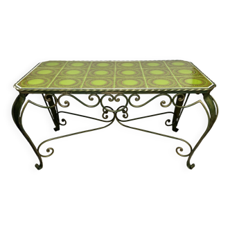Ceramic and wrought iron coffee table
