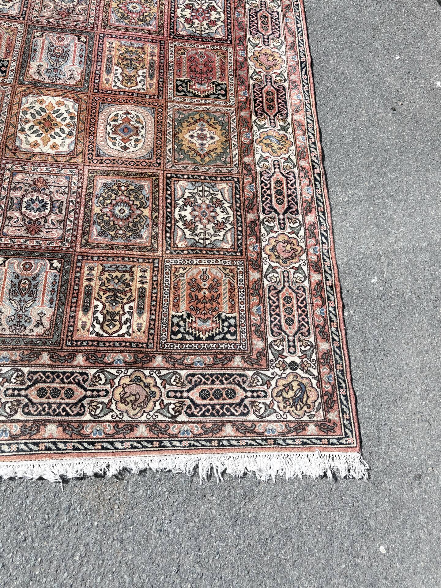 Large vintage Romanian wool carpet in Bakhtiari style