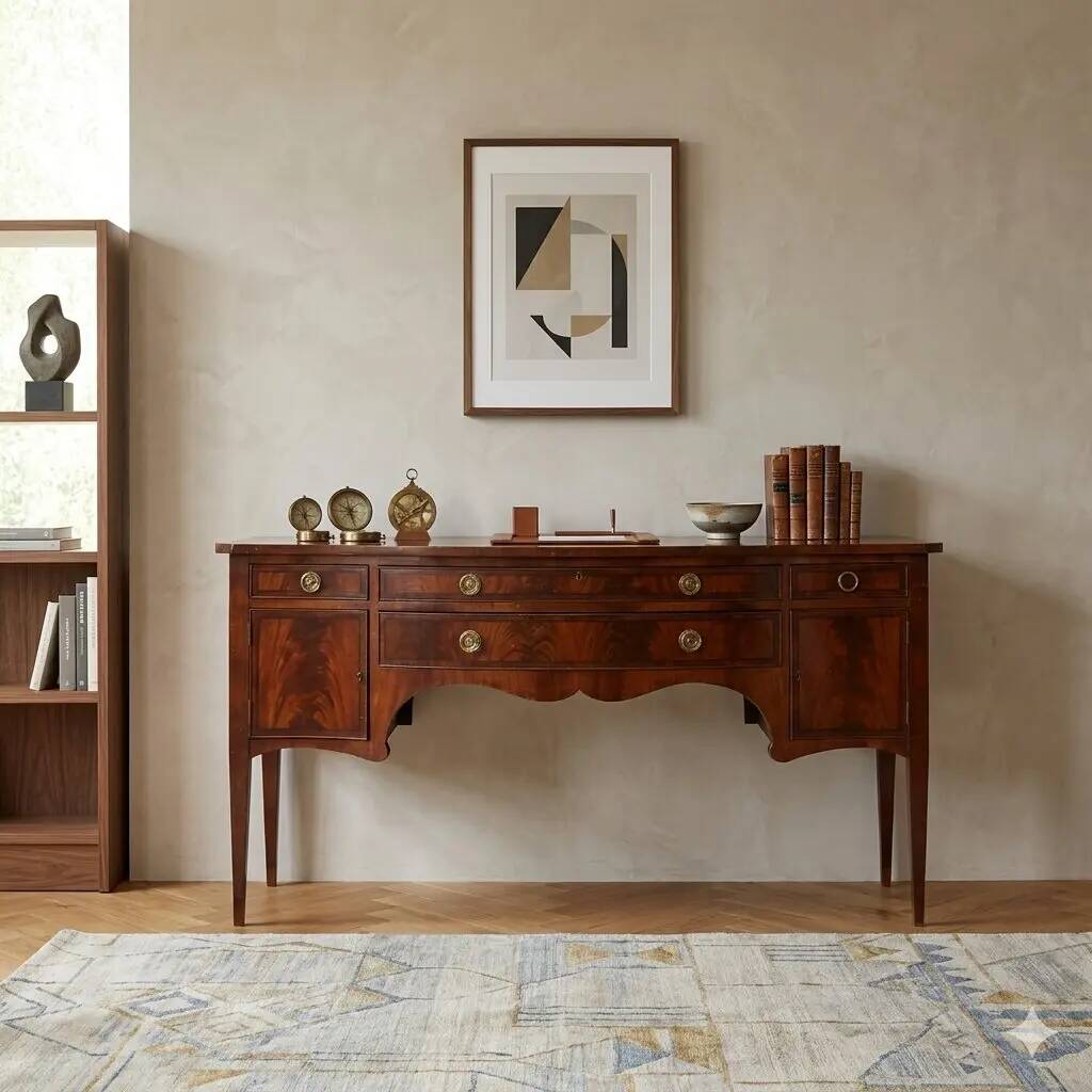 Antique mahogany sideboard with drawers, Italy, late 19th century.