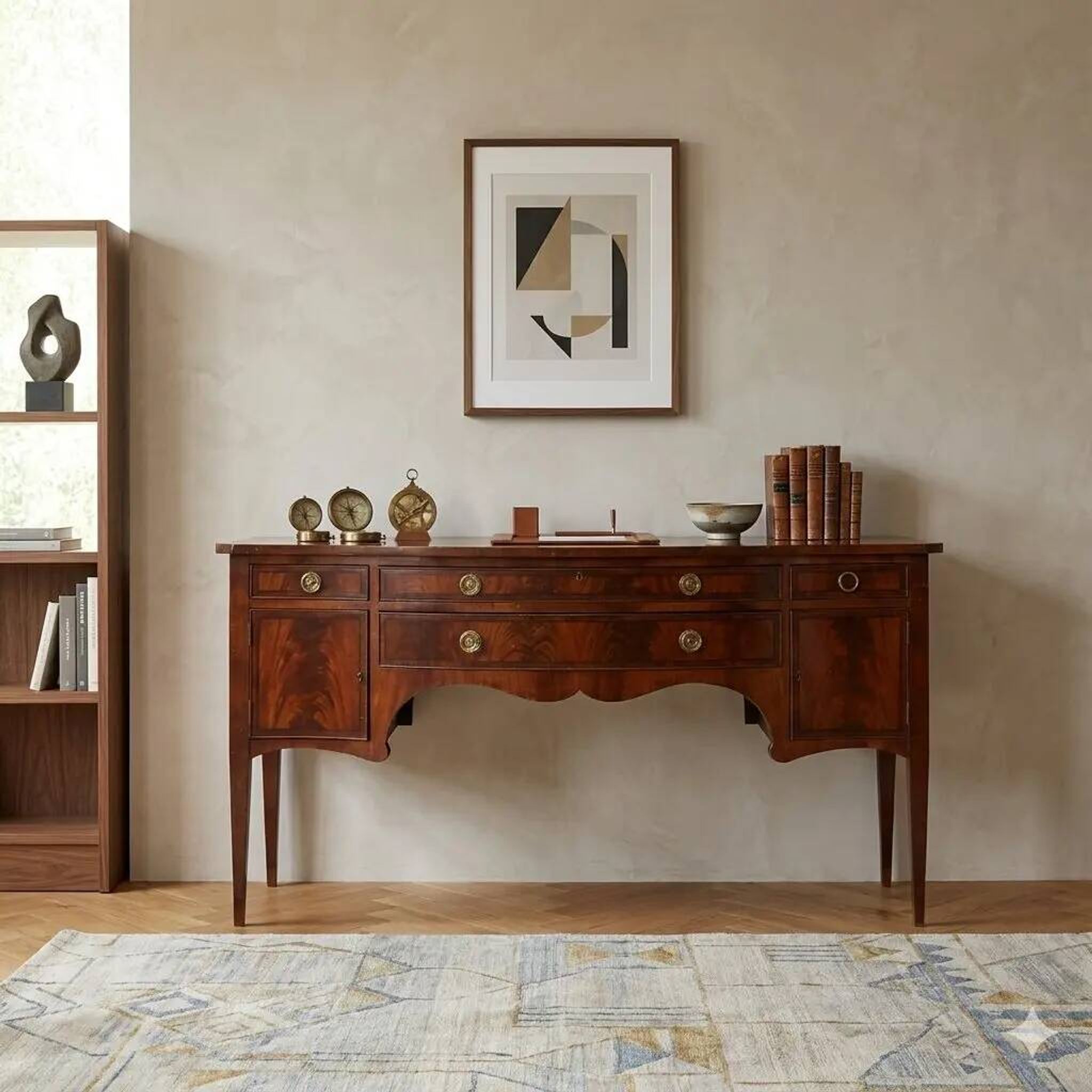 Antique mahogany sideboard with drawers, Italy, late 19th century.