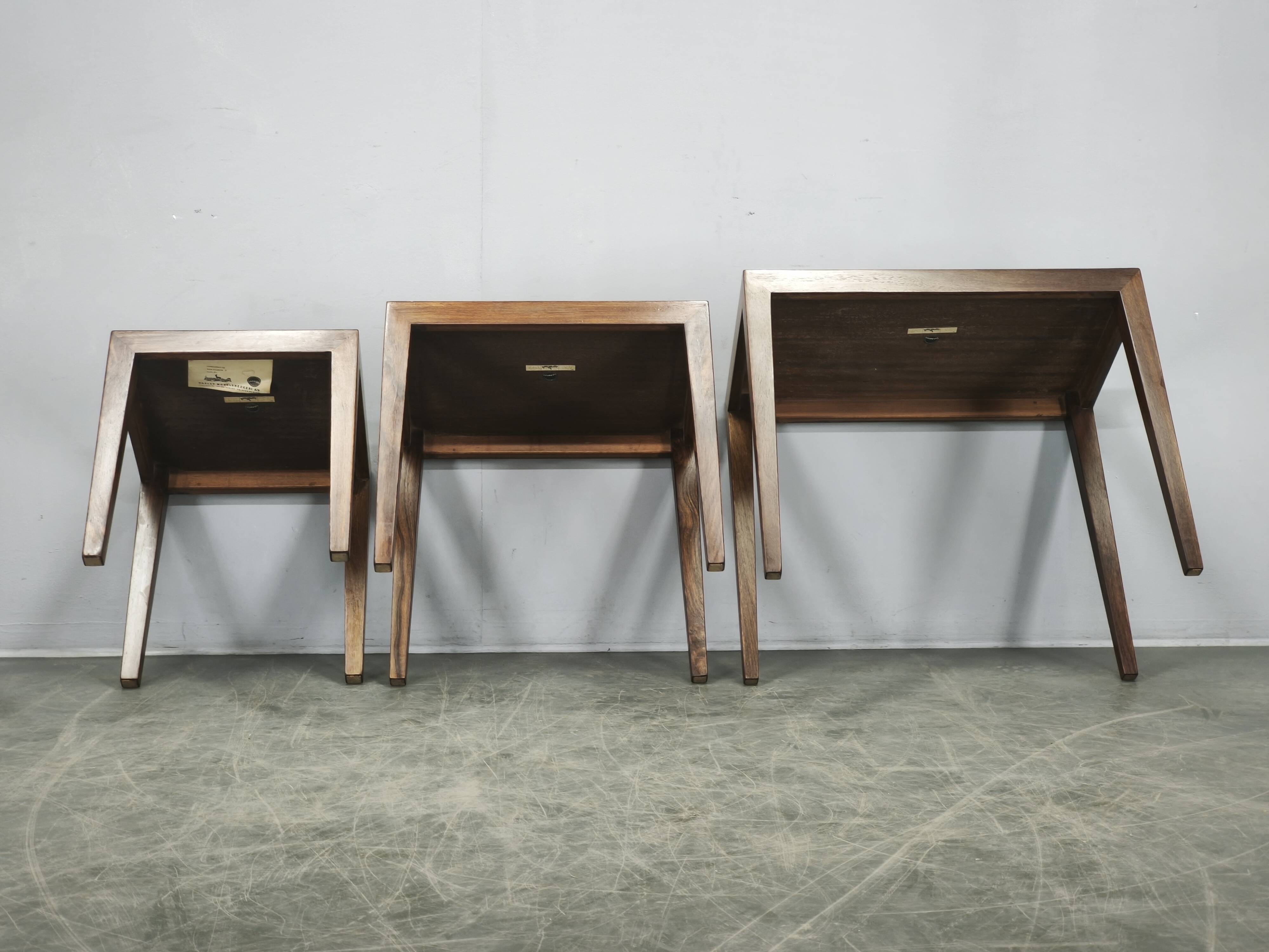 Severin Hansen Nesting Tables for Haslev, Denmark, 1960s