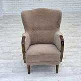 1960s, Danish armchair, blend wool fabric, beech wood.