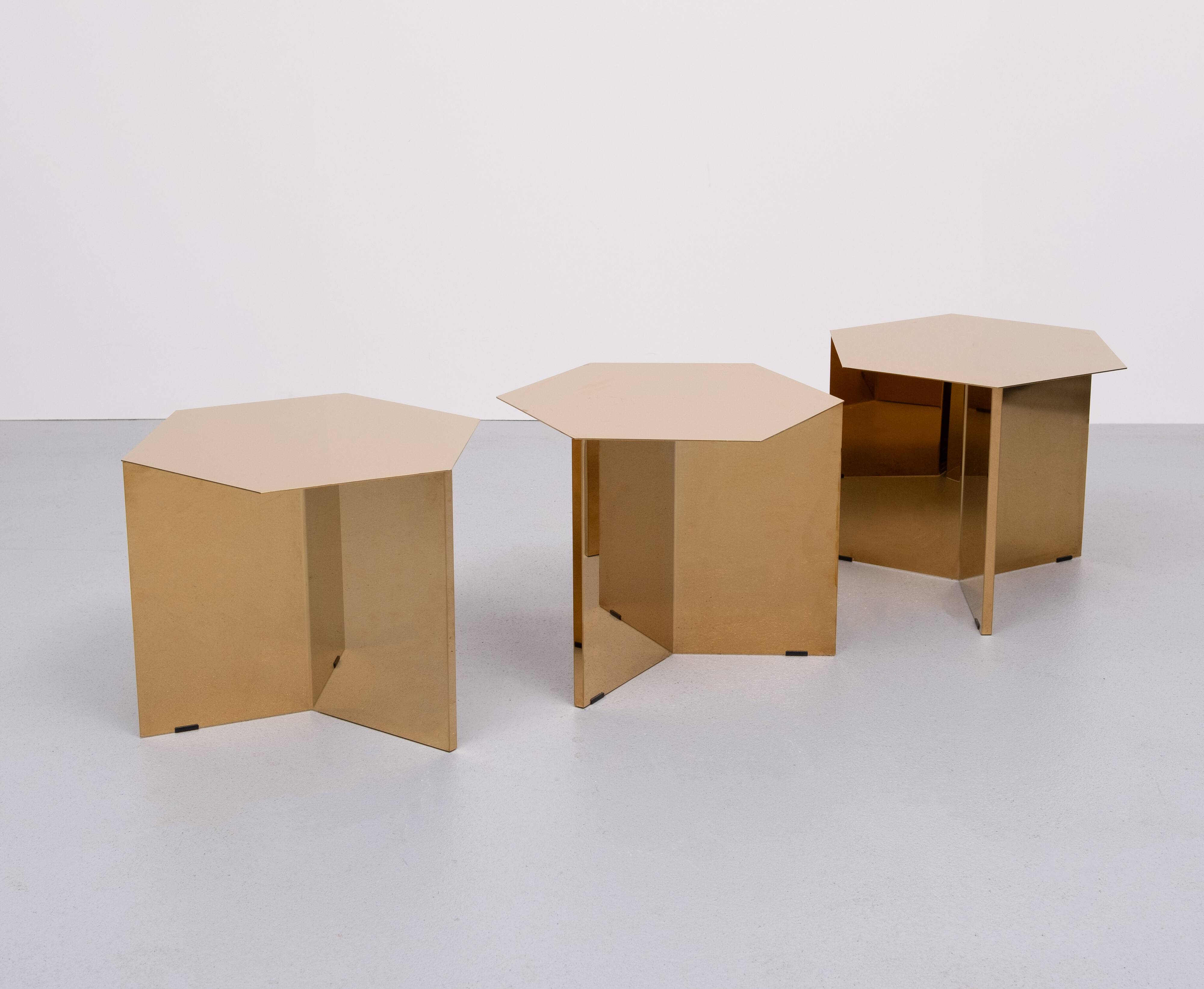 Danish brand Hay’s '' Slit '' Brass side tables set of 3