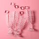 Set of 4 Vintage Pressed Glass Champagne Flutes, Clear Italian Stemware
