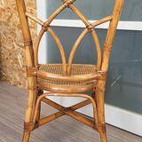 Bamboo and leather chair - 1960s - vintage - mid-century