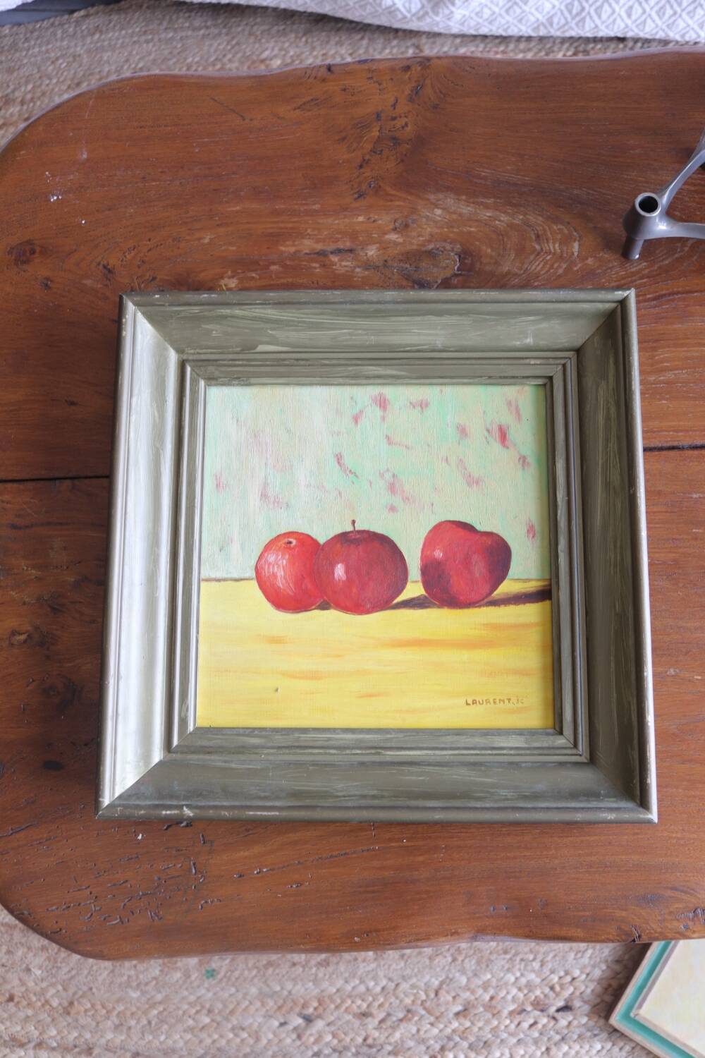 Huile sur panneau pommes vintage