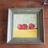 Huile sur panneau pommes vintage