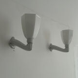 Pair of vintage art deco wall lamp, porcelain and opaline, France 1930