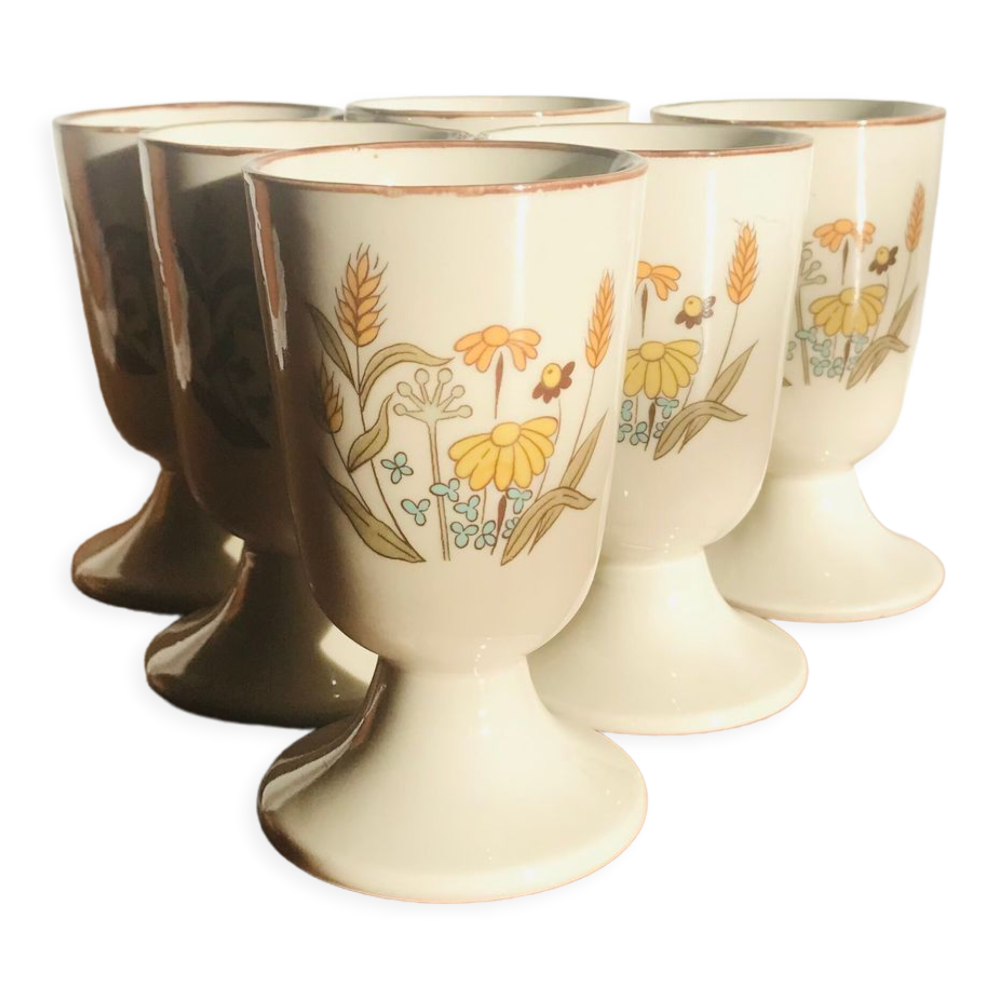 Set of 6 mazagrans in stoneware - coffee cups